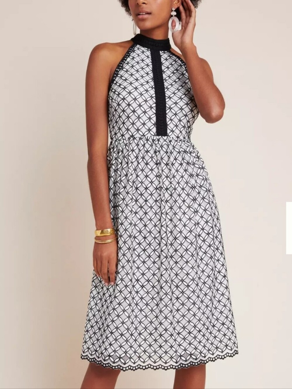 Eri + Ali by Anthropologie Ninetta Black/White Lace Embrodered Dress 12 NWT $158